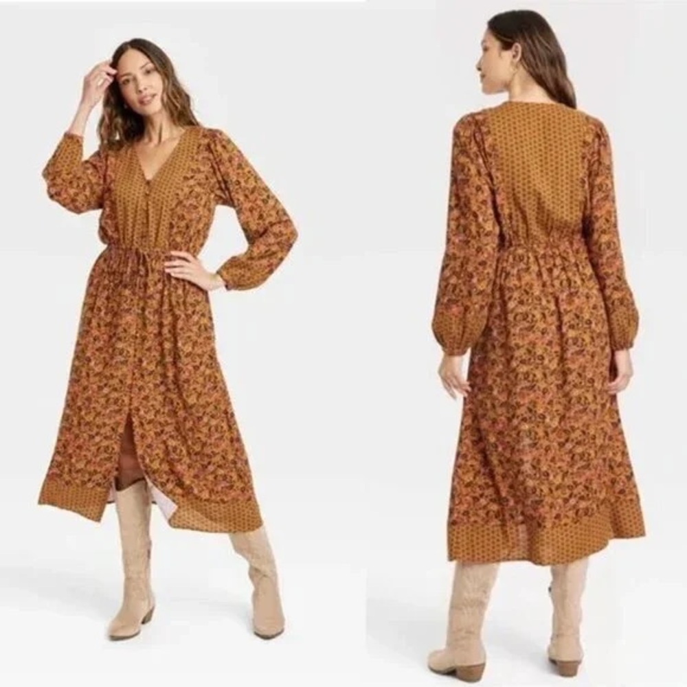 Knox Rose Womens Boho Floral Print Rayon Peasant Hippy Dress Size‎ S